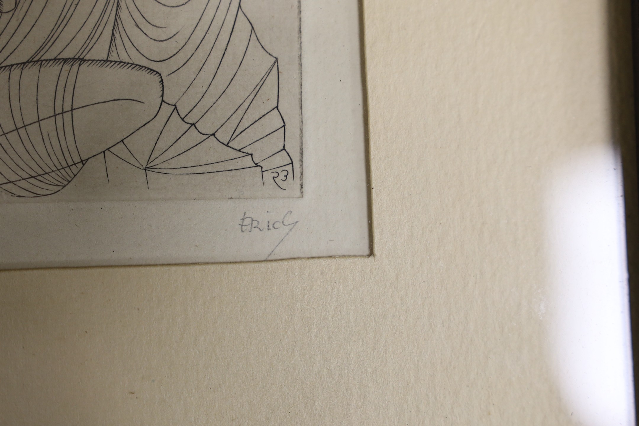 Eric Gill (1882-1940), etching, The Holy Family, signed in pencil, 4/15, 11 x 7cm